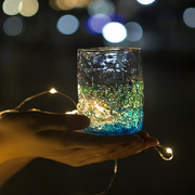 同合日本进口水野硝，子星空夜光杯手工，高颜值荧光玻璃水杯情人礼物
