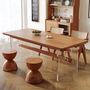 亚克力实木餐桌椅组合北欧白蜡，木吃饭桌子，家用书桌简约日式悬浮桌