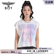 boylondon潮牌无袖t恤女夏季logo印花宽松休闲朋克坎肩背心w02001