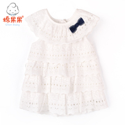 棉果果儿童连衣裙女宝纯色，短袖裙子1-5岁小童裙
