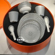 欧式餐具系列灰色马拉车，骨瓷餐具套装，2人份10件套碗盘勺礼盒