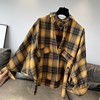 2021秋装polo领蝙蝠袖格子衬衫，女设计感小众港味复古外套上衣
