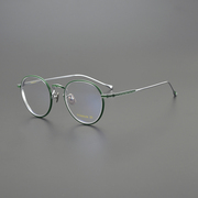 小众简约超轻钛，眼镜框护目文艺复古圆形，百搭近视眼镜学生镜