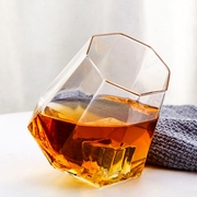 创意不倒翁威士忌酒杯 鸡尾酒玻璃杯个性酒杯钻石杯 锥型古典酒杯