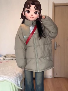 胖妹妹冬季连帽面包服女2023年韩版学生宽松加厚棉服棉衣外套
