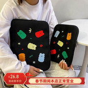 苹果笔记本电脑包韩国卡通，可爱pro13内胆包平板(包平板)包加绒防摔套11寸