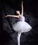 成人女白色芭蕾舞短裙蓬蓬裙黑色半截网纱裙天鹅湖舞演出服40cm