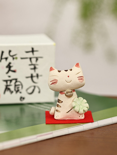 日本濑户烧craftmanhouse手作陶制，猫咪摆件地藏，书房摆饰桌面礼物