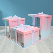半透明生日蛋糕盒子六/八寸6/8寸10寸12寸双层加高包装盒
