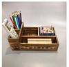 学校讲桌粉笔盒木质，办公桌面整理收纳盒，2格粉笔收纳盒讲台粉笔盒