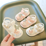 宝宝韩版护脚凉鞋，2023夏季婴儿女童鞋子0-2岁女孩，软底叫叫学步鞋