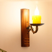 中式复古单头蜡烛壁灯创意过道走廊咖啡厅酒吧民宿农家乐竹编灯