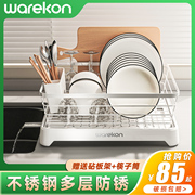 厨房沥水碗盘架不锈钢单r双层碗架碗碟，收纳层架台面餐具沥水篮置