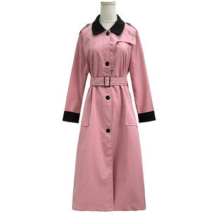 2023女装秋季韩版时尚，百搭修身单排扣长袖，薄款中长款风衣外套