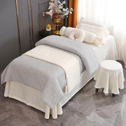 棉针织棉床罩四件套，床单式防滑院色日式按摩养生床套