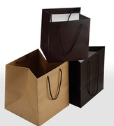 加厚纯色牛皮纸手提袋礼物花束包装袋正方形购物袋送亲戚朋友