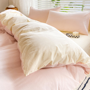 夏季床上四件套纯色双拼，高级感床单被套被罩宿舍，水洗棉床品三件套