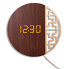 新中式圆形挂钟创意电子扫秒时钟数字显示夜光静音客厅书房座台钟