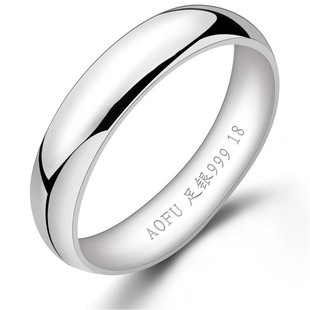 9999千足免费刻字s999纯银男士戒指，女情侣戒指对戒个性，设计新礼物(新礼物)