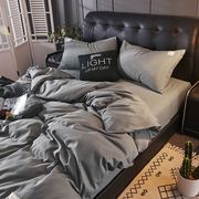 床上用品四件套男生灰色床单简约 现代床单1.2米床床笠三件套潮流