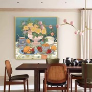 不止于画惬意下午茶北欧风餐厅装饰画歺厅餐桌背景墙挂画饭厅壁画