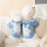 春季可爱小兔子保暖仿貂绒狗狗毛衣情侣装，猫咪两脚衣泰迪宠物衣服