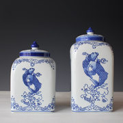 景德镇陶瓷手绘青花瓷花瓶，插花现代中式家居客厅装饰品储物罐