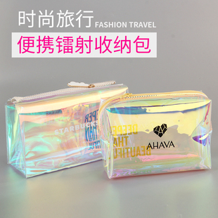 pvc星空炫彩镭射包化妆袋，塑料手提拉链袋ins袋子定制logo