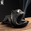 陶迷家用卡通狗烟灰缸可爱创意陶瓷，大烟缸带盖个性潮流防风防飞灰