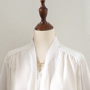 蝴蝶结系带气质高级感缎面白色灯笼袖衬衫女2023春季别致上衣