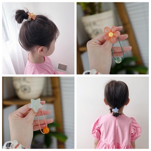 韩国儿童宝宝发饰品透彩亚克力，花朵发绳学生马尾，扎女童橡皮筋头绳