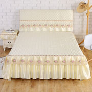 床罩床裙单件床裙式防滑加厚w夹棉床笠床垫，床头罩套装欧式蕾丝花