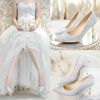 婚纱影楼拍照尖头高跟鞋细跟浅口水钻单鞋银色性感，婚鞋新娘女鞋超