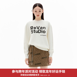 REVAN芮范冬季设计师款高级感绣花米白色毛衫RU90601173