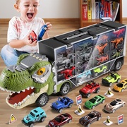 恐龙玩具车小汽车运输车货柜车套装，6男童生日礼物儿童，34一5岁男孩