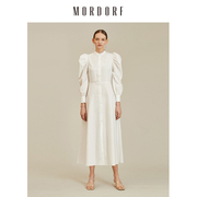 mordorf复古宫廷连衣裙女设计感泡泡，袖衬衫裙中长款