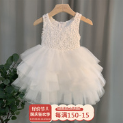 女童连衣裙夏装洋气宝宝，表演礼服纱裙白色生日蛋糕，公主裙周岁裙子