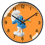 蓝精灵挂钟客厅免打孔简约时尚，儿童卧室时钟静音钟表创意圆形钟表