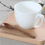 带盖牛奶杯燕麦碗麦片杯，陶瓷早餐杯大容量，带把木盖水杯骨瓷杯子勺
