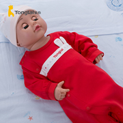 童泰新生儿婴儿长袖连体衣纯棉，四季常规款，宝宝满月服红色喜庆哈衣