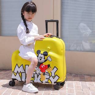 迪士尼可坐儿童拉杆箱，米奇卡通行李箱可骑宝宝拖箱骑行旅行箱24寸