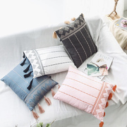 北欧风沙发抱枕枕套，床头靠垫欧式客厅刺绣，床上靠枕腰枕可拆洗