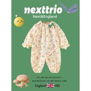 英国Next婴儿连体衣夏季薄款长袖纯棉纱布哈衣新生女宝宝空调爬服