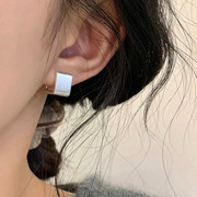 耳扣式耳环网红素款高级设计感拉丝方形耳扣式耳环简约冷淡风2023