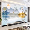 2022中式电视背景墙瓷砖客厅沙发山水墨画影视墙砖家和万事兴