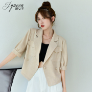 短款西装外套女夏季韩版气质复古纯色薄款时尚休闲中袖小西服