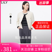 lily2024春女装绵羊毛复古气质，小香风优雅通勤短外套小个子女