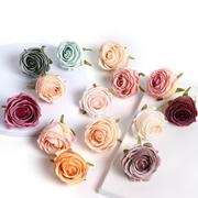 欧式清新玫瑰花朵仿真花，绢花假花蛋糕烘焙装饰材料，婚庆布置