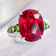 8.8ct18k金正红(金正红)卢比来(卢比来)碧玺钻石戒指镶嵌珠宝沙弗莱
