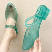 2022水晶果冻凉鞋，女夏韩版时尚尖头，两穿舒适防滑包头百搭单鞋